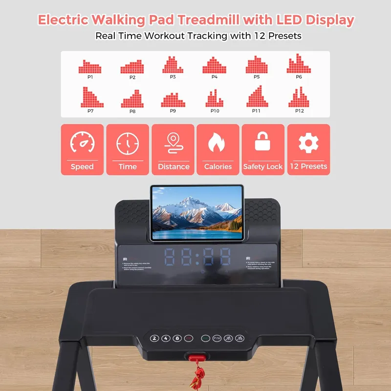 Wildroot Protable Walking Pad Treadmill with Handles and Incine for Home